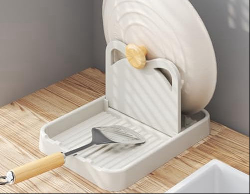 Multifunctional Pot Lid Holder – Kitchen Storage Rack with Spoon Rest for Lids, Spatulas and Soup Spoons, Keeping Counters Organized