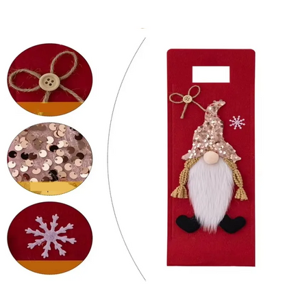 Christmas Gnome Wine Bottle Cover – Faceless Elf Bottle Bag Decoration for Home Holiday Parties, Christmas Table Décor Gift Accessory