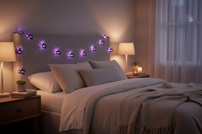 LED Halloween Spider String Lights – Battery-Operated Spooky Hanging Lamps for Gardens, Bedrooms, Parties and Haunted Home Atmosphere Decor