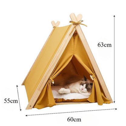 Portable Foldable Pet Tent House – Removable Breathable Cat and Dog Shelter with Thick Comfortable Cushion for All-Season Rest