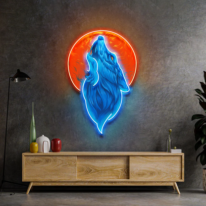 Blue Wolf Head Neon Sign – Cool Anime LED Wall Decor for Game Rooms, Bars, Clubs and Bedrooms with Personalized Gaming Style