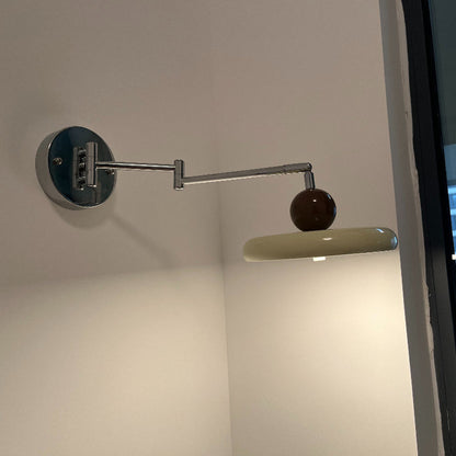 French Cream Swing Arm Wall Lamp – Adjustable LED Reading Sconce for Bedrooms, Studies, Bedside Areas and Modern Minimalist Home Decor