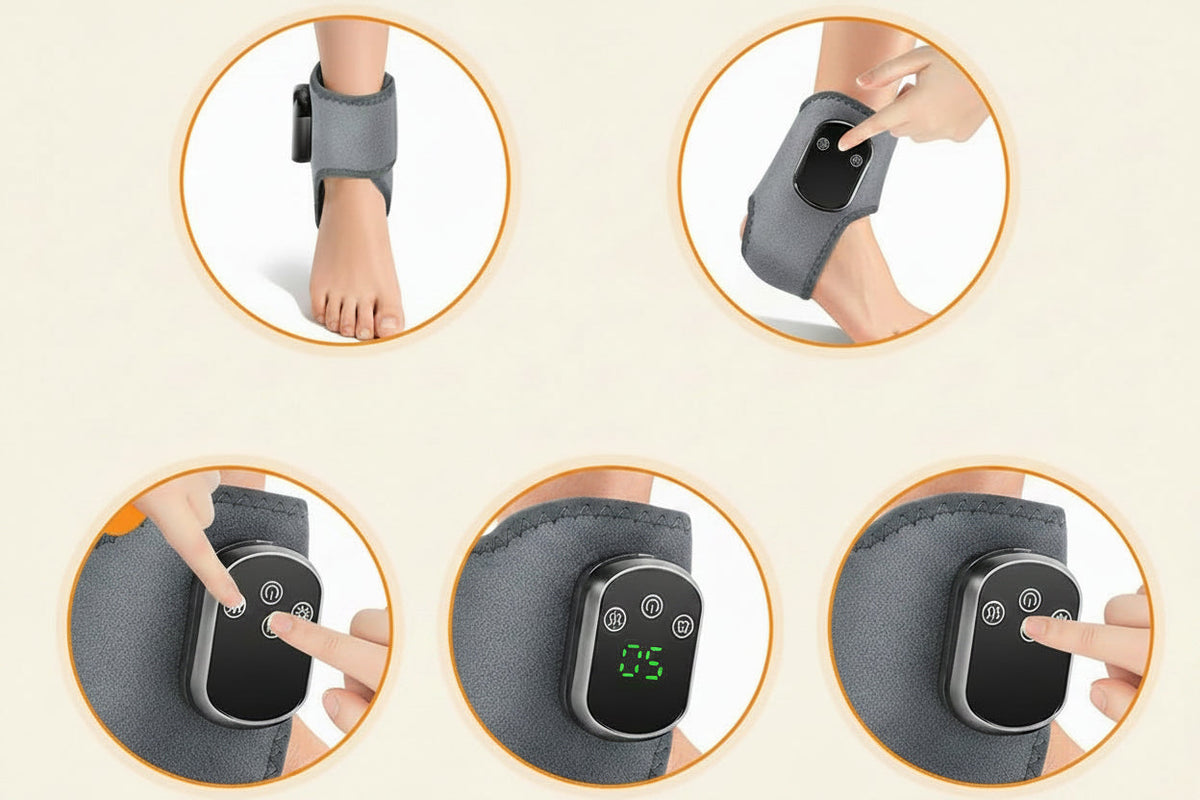 Red Light Ankle Therapy Brace – Rechargeable Infrared Recovery Wrap with Heat and Vibration Modes for Targeted Ankle Wellness and Comfort