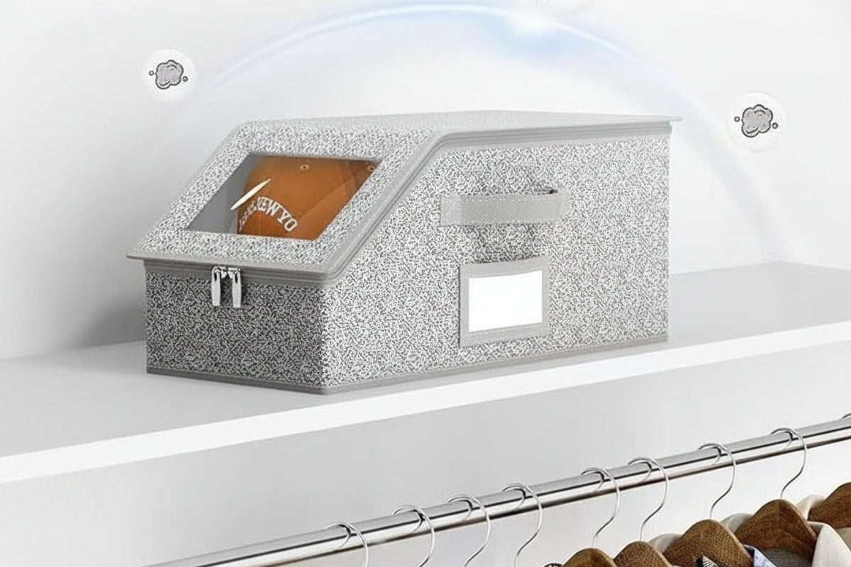 Foldable Hat Storage Box – Large Capacity Dustproof Organizer with Clear Window for Baseball Caps, Clothing Hats and Closet Storage