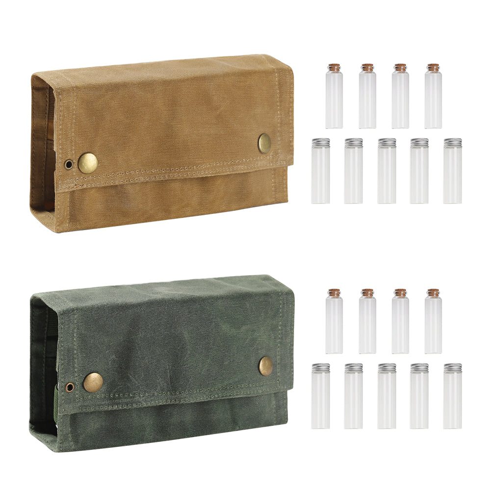 Foldable Waterproof Canvas Bag for Spice Bottle Set –  Outdoor Spice Bottle Holder with Large Capacity for Camping, BBQ & Hiking Adventures