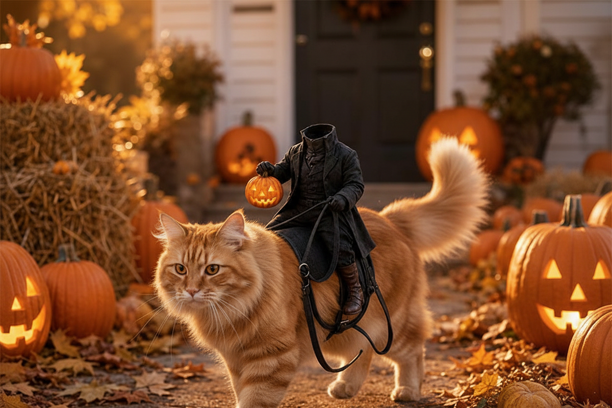 Headless Knight Pet Costume – 3D Pumpkin Lantern Halloween Outfit for Cats and Dogs, Funny Party Vest and Spooky Photo Accessory