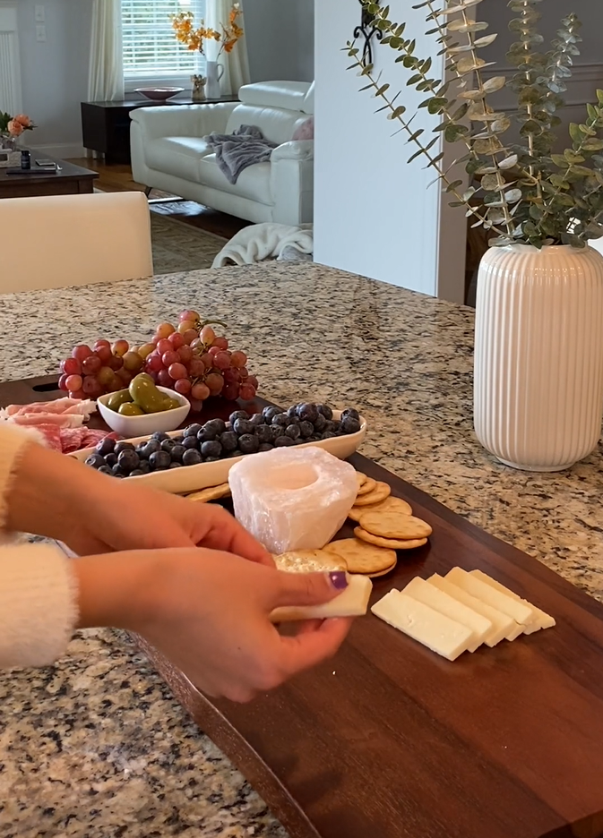Extra-Long Wooden Serving Board – Durable Handled Charcuterie and Cutting Platter for Cheese, Appetizers, Parties, Entertaining and Stylish Kitchen Display
