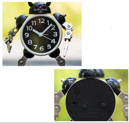 Robot Alarm Clock - Cute Metal Cartoon Desktop Clock for Kids, Students and Bedroom Decoration