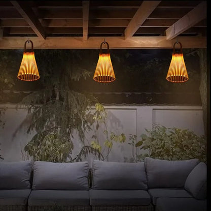 Solar Rattan Hanging Lamp – Waterproof Outdoor Projection Light for Gardens, Villas, Balconies, Camping and Patios with Warm Decorative Atmosphere