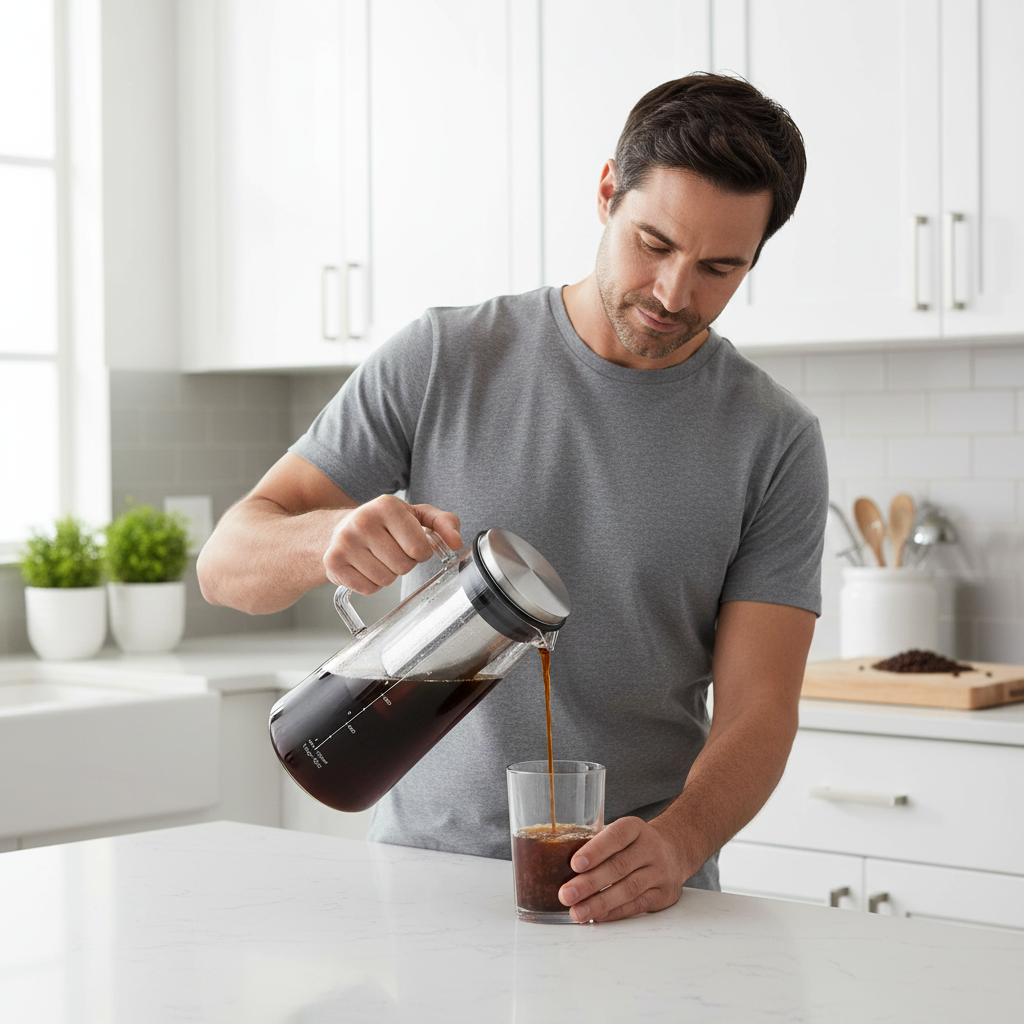 Cold Brew Coffee Maker – 1L Glass Carafe with Stainless Steel Filter for Smooth Iced Coffee, Cold Tea Brewing and Easy Home Serving