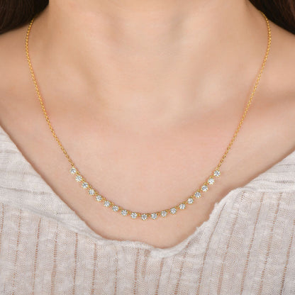 Moissanite Bubble Choker Necklace – Sparkling 3MM Stones with 14K Gold-Filled Finish for Women, Weddings, Parties and Elegant Layered Jewelry Looks