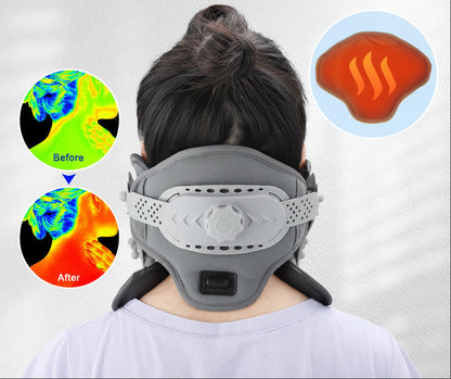 Heated Cervical Traction Collar – Adjustable Neck Stretch Device with Hot Compression for Spine Support and Pain Relief