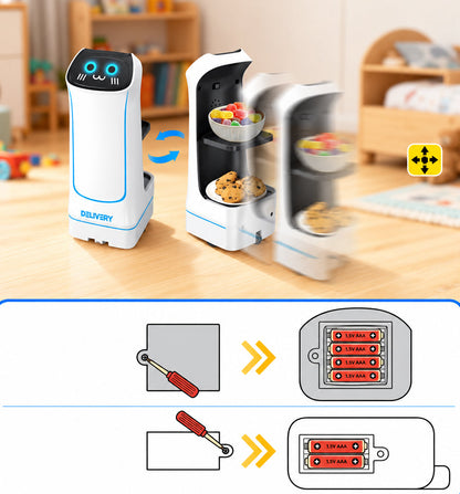 Remote-Controlled Food Delivery Robot Toy – Electric Transport Car for Carrying Small Items, Interactive Games and Funny Birthday Surprise Gifts