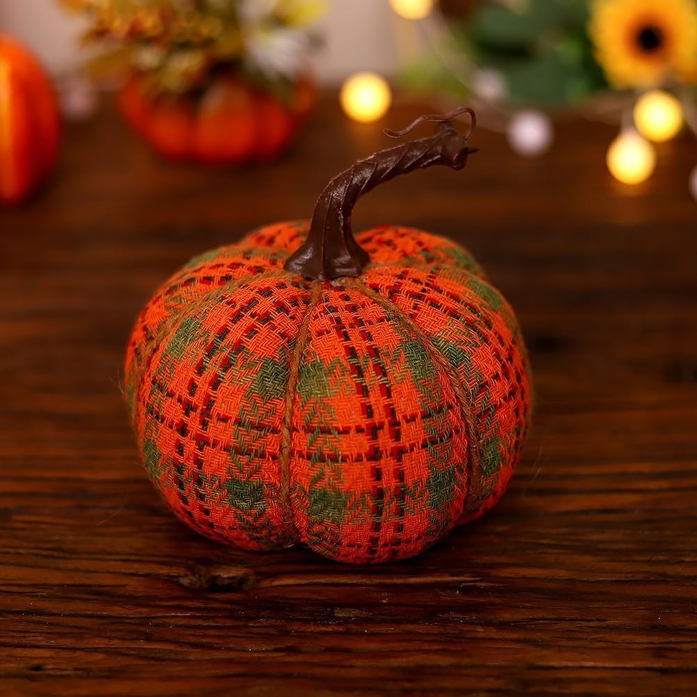 Mini Fabric Pumpkin Décor Set – Artificial Fall Pumpkins for Halloween Parties, Thanksgiving Tables, Autumn Centerpieces & Seasonal Home Decorations
