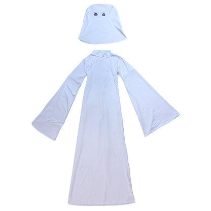 Anime Ghost Bride Costume – Cute White Fitted Dress with Mask for Women, Halloween Carnival Cosplay, Parties and Spooky Character Styling
