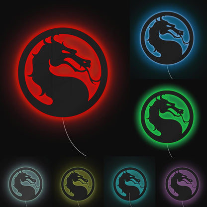 Evil Dragon Neon Sign – LED Gamer Wall Light with Fighting-Game Style for Game Rooms, Bedrooms and Gaming Setups with Dark Glow