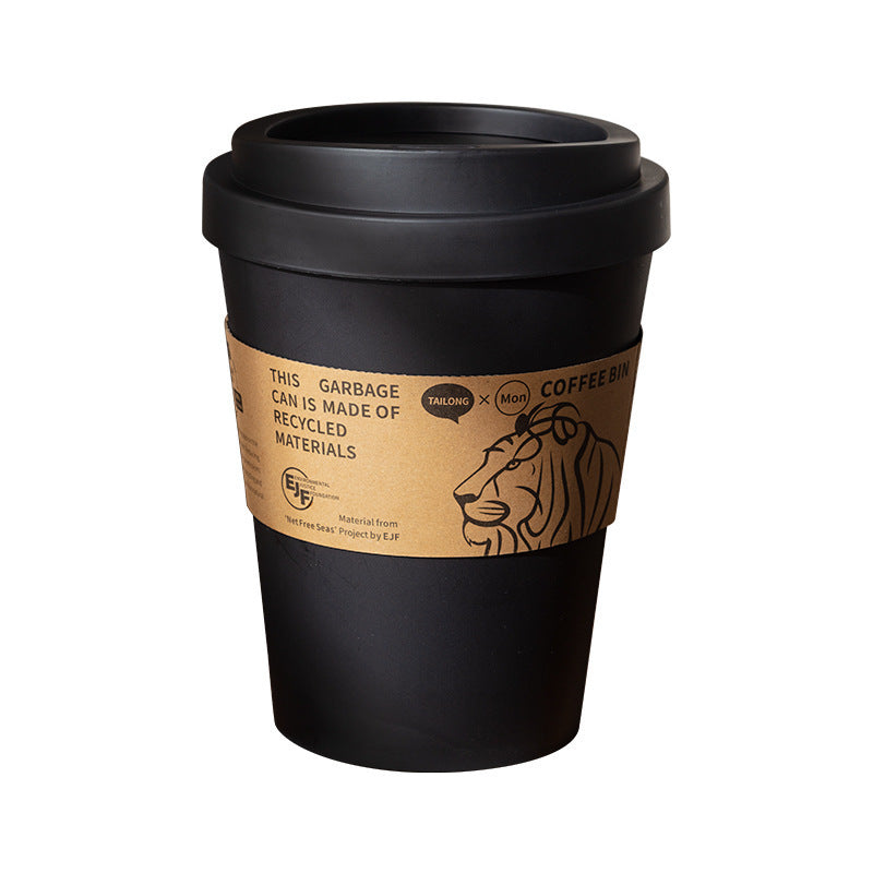 Coffee Cup Style Desktop Trash Can – Small Plastic Waste Bin with Lid for Home, Office and Bedroom Use