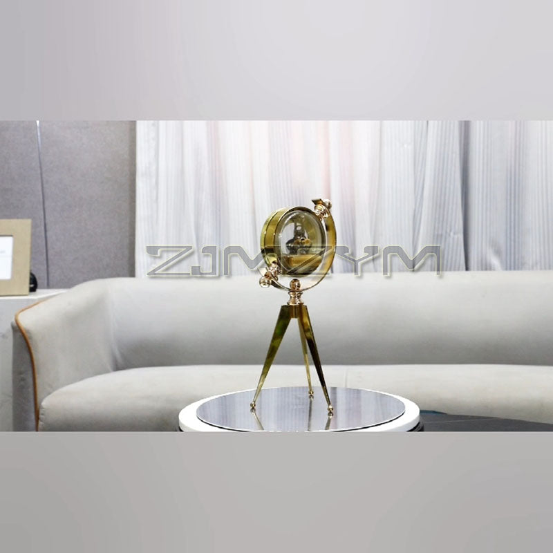 Luxury Gold Metal Table Clock - Silent Quartz Office Desk Clock with Artistic Aesthetic for Modern Home or Workspace Decor