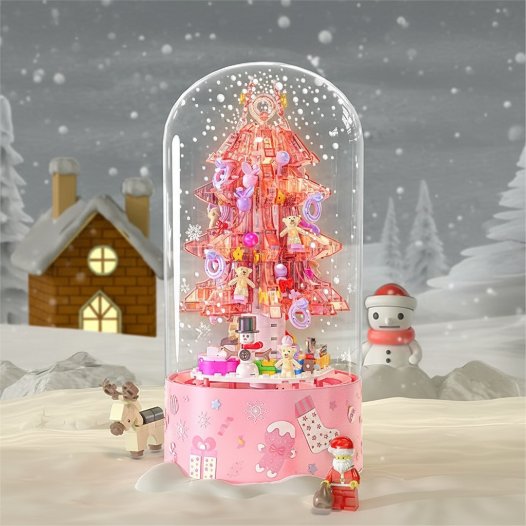 LED Crystal Christmas Tree Building Set – Rotating Musical DIY Model Kit, Sparkling Holiday Decoration & Perfect Christmas Gift for Family