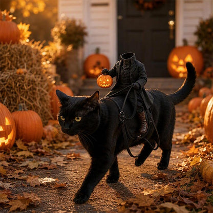 Headless Knight Pet Costume – 3D Pumpkin Lantern Halloween Outfit for Cats and Dogs, Funny Party Vest and Spooky Photo Accessory