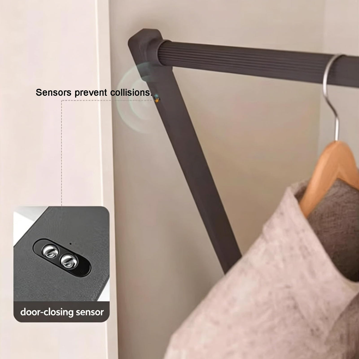 Electric Wardrobe Lift Hanger – LED Touch Sensor Closet Rail with Remote Control for Easy High Cabinet Clothing Access