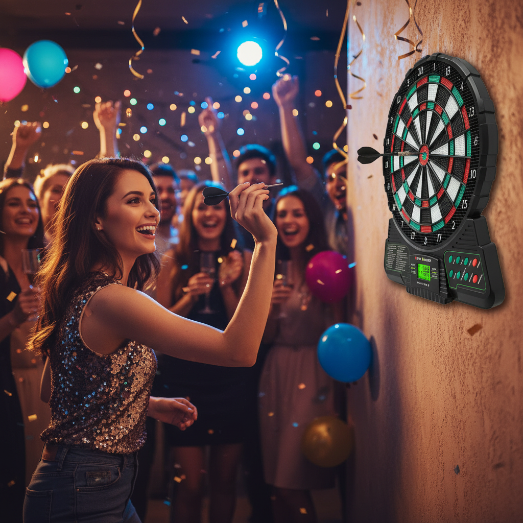 Electronic Dart Board Set – 18 Games, 159 Options, 1-8 Player Automatic Scoring with LED Display and 6 Plastic Darts