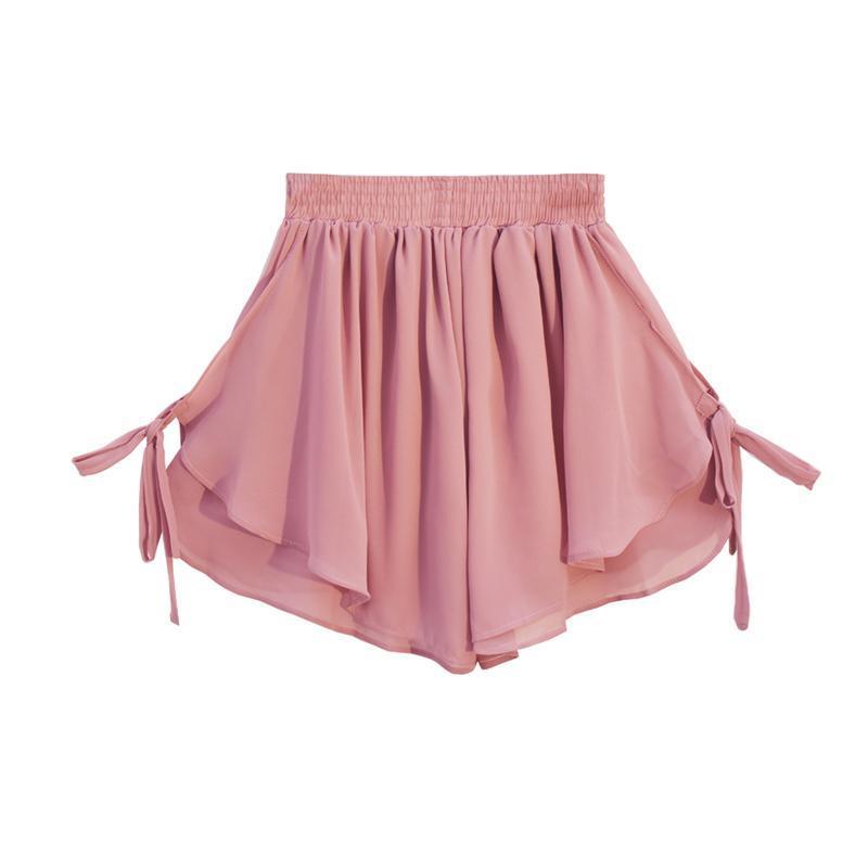Korean Wide-Leg Chiffon Shorts – Women’s Elastic-Waist Baggy Summer Pants with Elegant Aesthetic Styling, Casual Comfort and Relaxed Everyday Fit