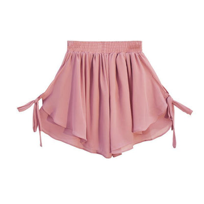Korean Wide-Leg Chiffon Shorts – Women’s Elastic-Waist Baggy Summer Pants with Elegant Aesthetic Styling, Casual Comfort and Relaxed Everyday Fit