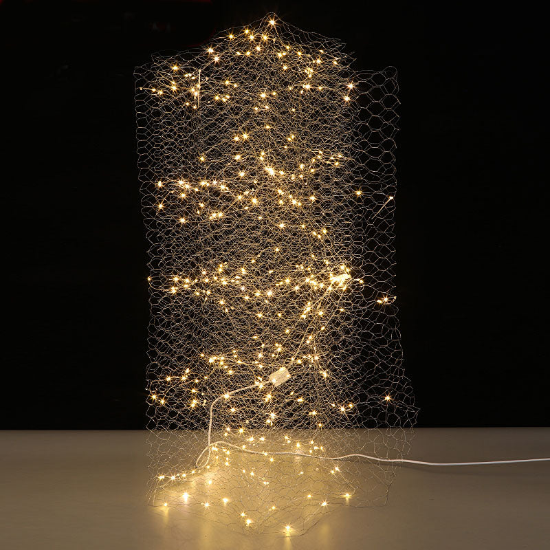 Starry Sky Wedding Ceiling Decor – Luminous Net Light with Wrought Iron Frame for Romantic Event and Party Decorations