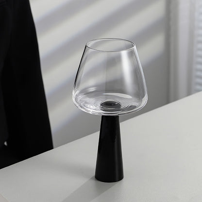 Retro Black Pillar Glassware Set – Handmade Round Wine, Champagne, Mojito and Cocktail Glasses for Stylish Parties, Gifts and Home Bars