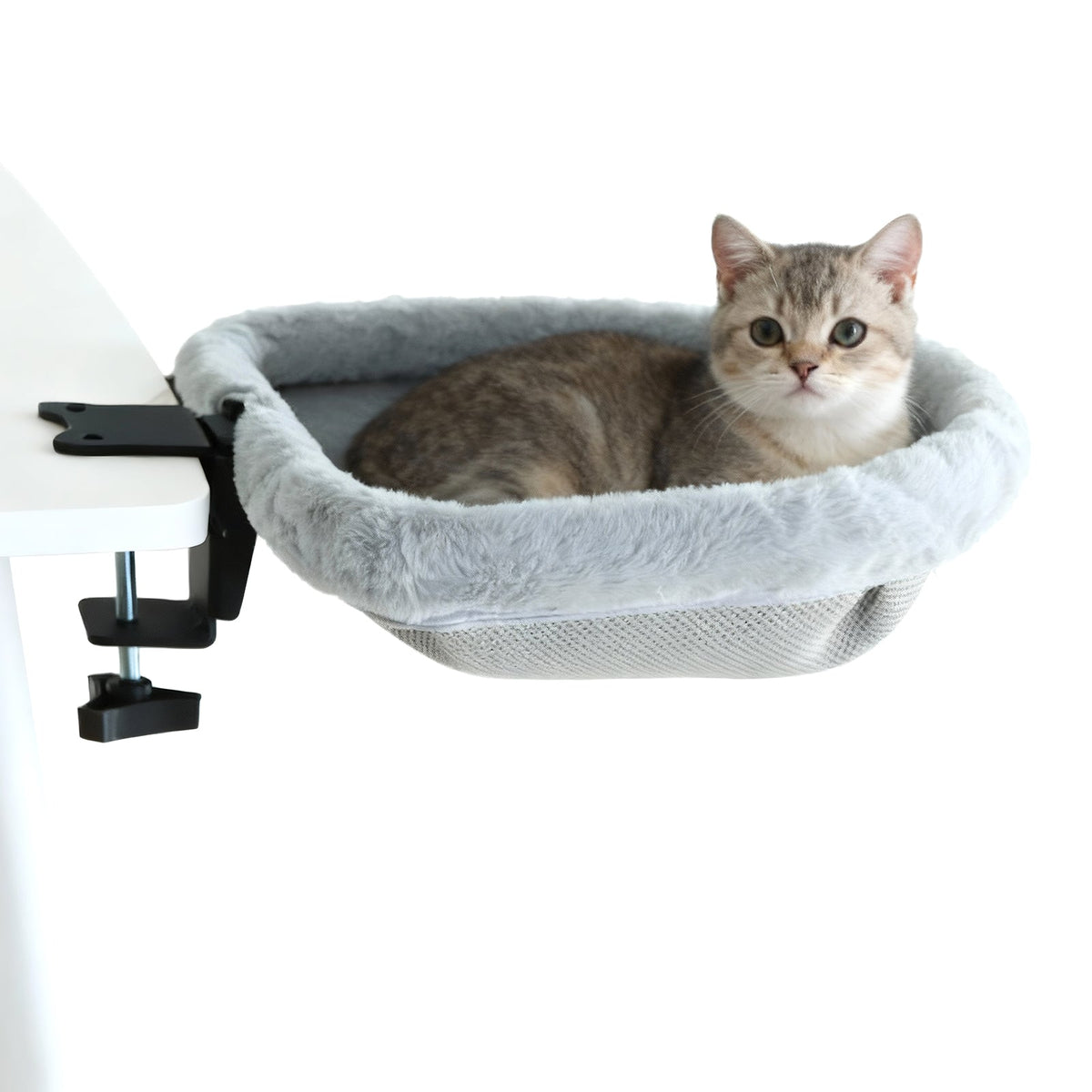 Space-Saving Cat Desk Bed – One-Click Folding Semi-Circular Hammock Perch with Sunken Design for Comfortable Home and Office Lounging