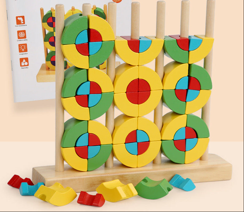 Montessori Rainbow Stacking Blocks – Wooden Color Matching Puzzle for Fine Motor Skills and Early Learning