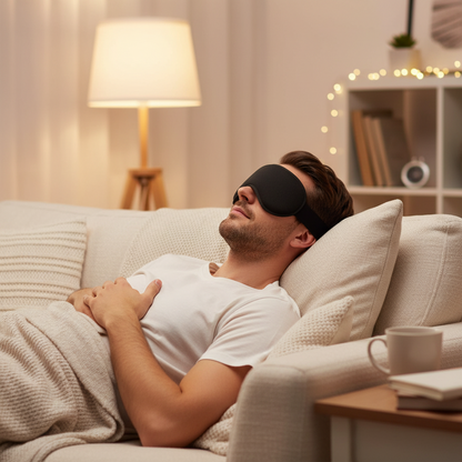 Weighted Blackout Sleep Mask – 3D Gravity Eye Cover with Ear Coverage for Side Sleepers, Travel, Relaxation and Comfortable Nighttime Rest