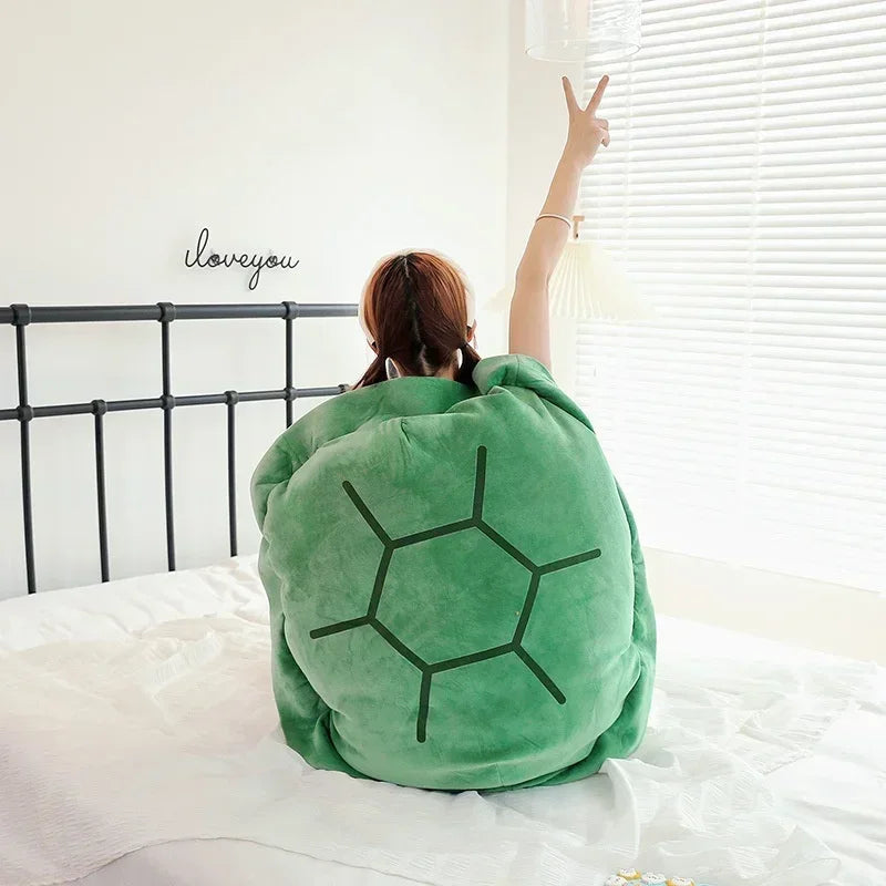Turtle Shell Plush Pillow – Wearable Tortoise Back Cushion for Kids, Naps, Dress Up, Bedroom Decor and Cozy Relaxation
