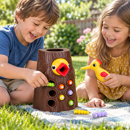 Wooden Fruit Catch Worm Game – Interactive Kids Toy for Fine Motor Skills, Hand-Eye Coordination, Pretend Play and Early Learning