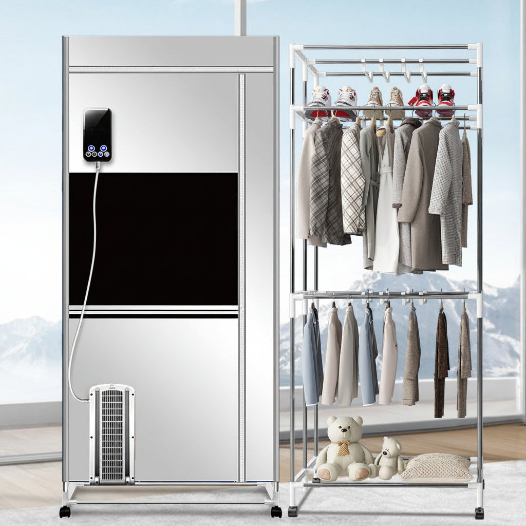 Portable Electric Clothes Dryer – 1600W Heated Garment Drying Machine with Timer for Travel, Apartments and Rainy Day Laundry