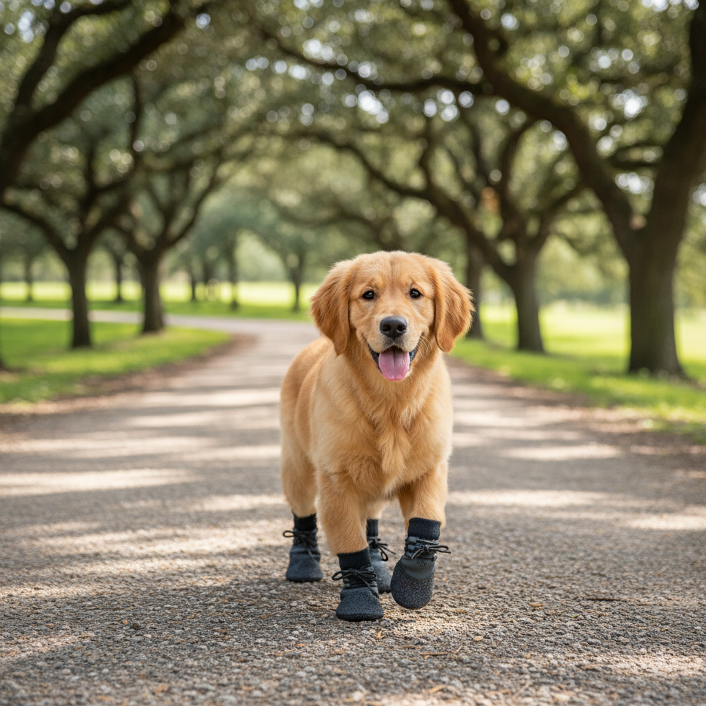 Waterproof Dog Shoes Set – Non-Slip Knitted Paw Protectors with Adjustable Straps for Outdoor Walking, Hiking and Rainy Weather