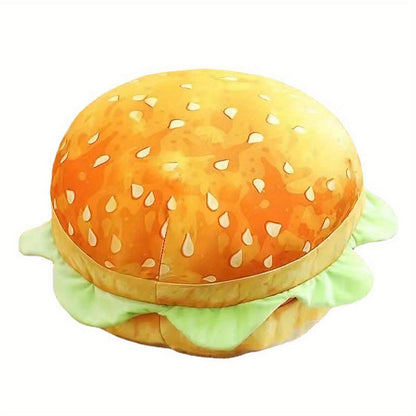 Realistic Burger Pillow – Funny Cheeseburger Plush Cushion and Office Chair Pad for Kids, Prank Gifts, Bedroom Decor and Cozy Novelty Seating