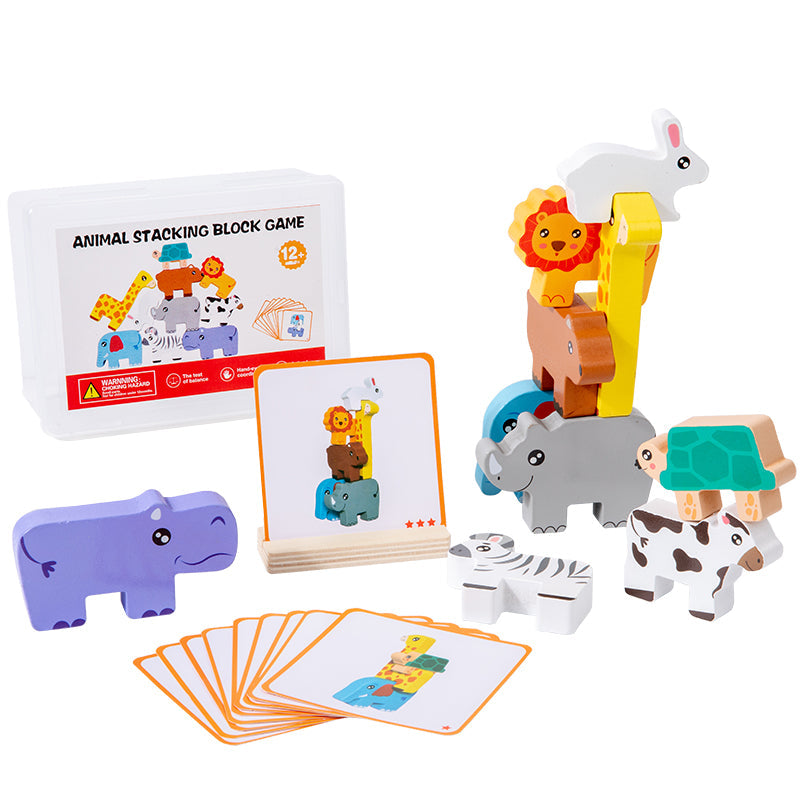 Wooden Stacking Challenge Blocks – Balance Building Toy for Kids with Creative Construction, Problem Solving and Fine Motor Skill Development