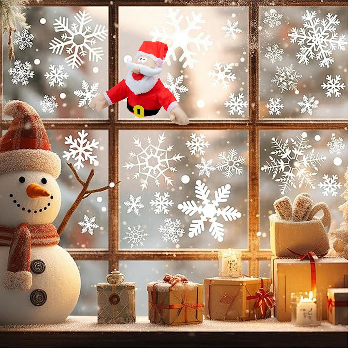 Crashing Santa Animated Window Display – 3D Funny Christmas Home Decoration with Santa or Reindeer Design, Perfect for New Year Parties