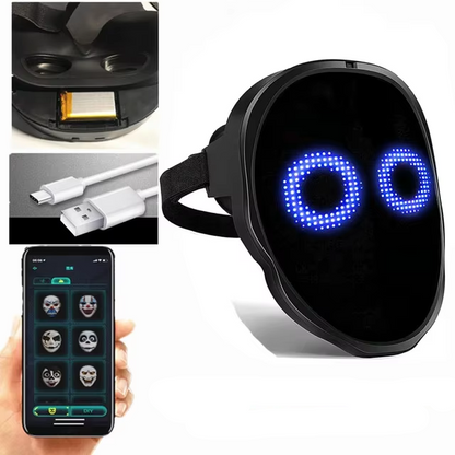 Gesture-Sensing LED Face Display – Interactive Light-Up Face-Changing Device with Hands-Free Controls for Parties, Costumes, Events and Creative Entertainment