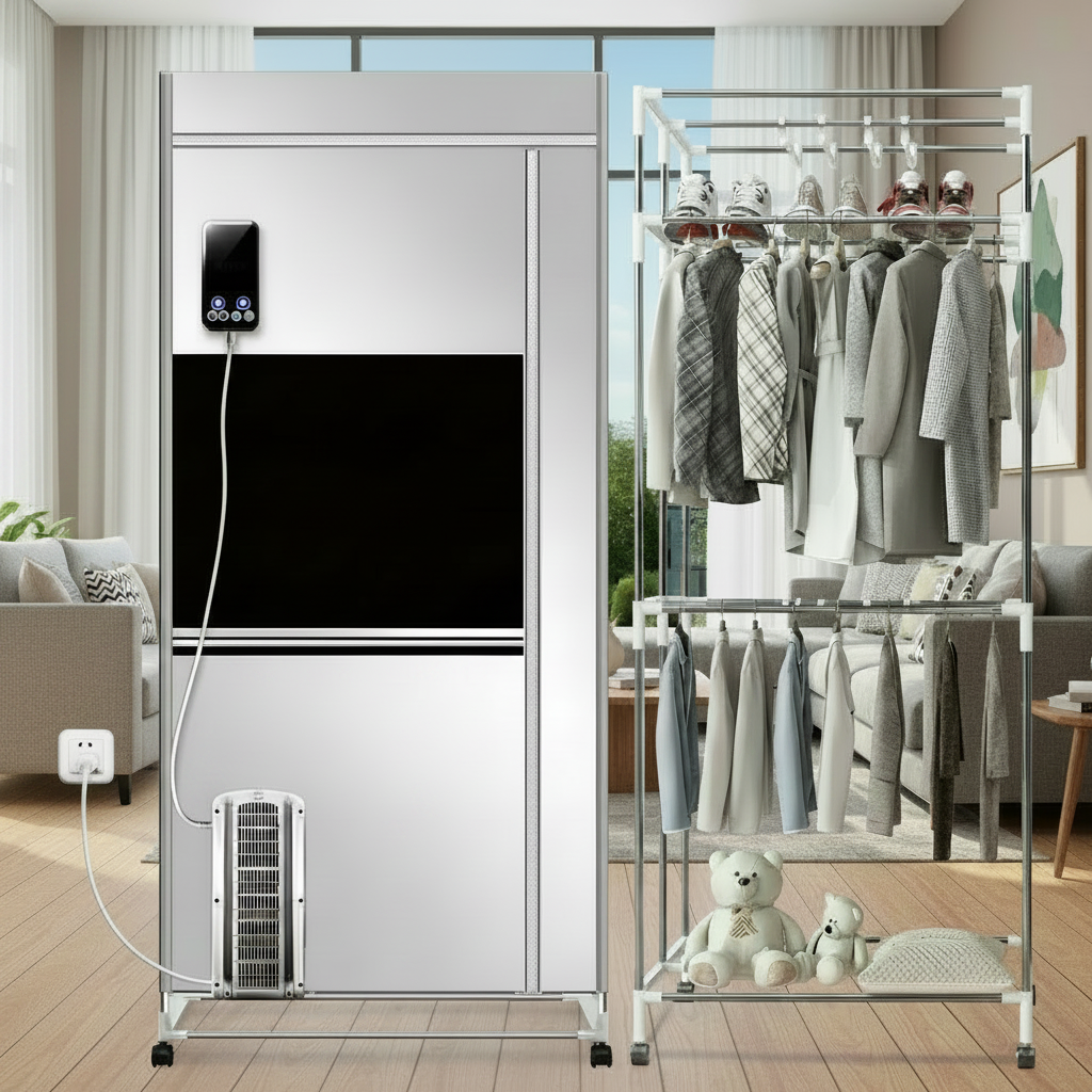 Portable Electric Clothes Dryer – 1600W Heated Garment Drying Machine with Timer for Travel, Apartments and Rainy Day Laundry