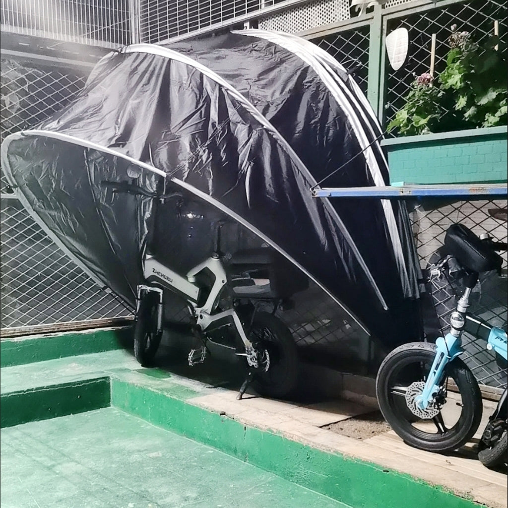 Portable Motorcycle Garage Tent – Outdoor Hanging Storage Shelter for Motorbikes, Speedway Equipment and Weather-Protected Parking, Model CZX-507