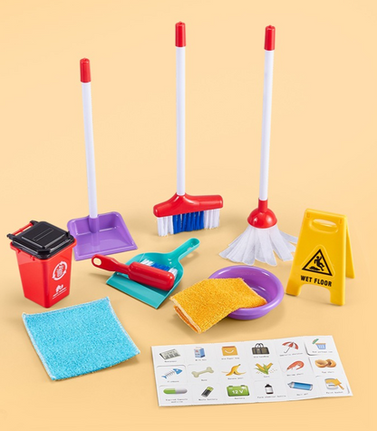 Kids Cleaning Toy Set - Pretend Play Housekeeping Kit with Sweeper and Vacuum Accessories for Learning Fun