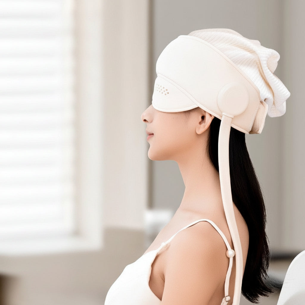 Graphene Heated Head Massager – Air-Pressure Relaxation Device with Eye Hot Compress for Soothing Head Comfort, Stress Relief and Better Bedtime Routine