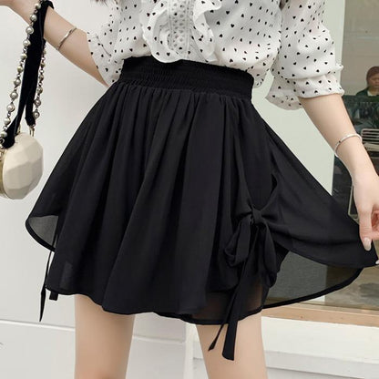 Korean Wide-Leg Chiffon Shorts – Women’s Elastic-Waist Baggy Summer Pants with Elegant Aesthetic Styling, Casual Comfort and Relaxed Everyday Fit