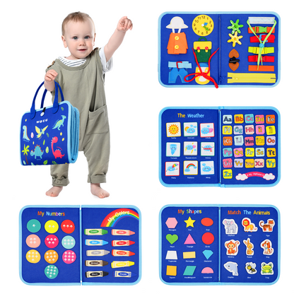 Montessori Felt Busy Book - Educational Sensory Activity Board for Kids Travel Learning and Quiet Play Entertainment