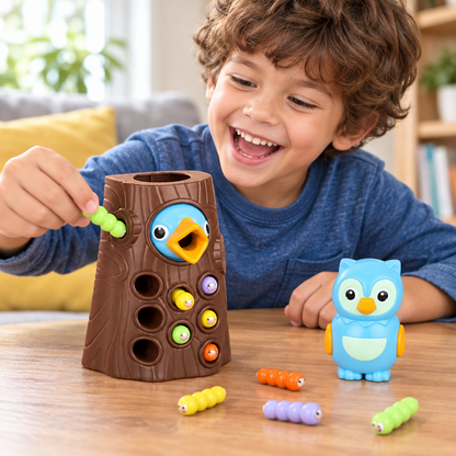Wooden Fruit Catch Worm Game – Interactive Kids Toy for Fine Motor Skills, Hand-Eye Coordination, Pretend Play and Early Learning