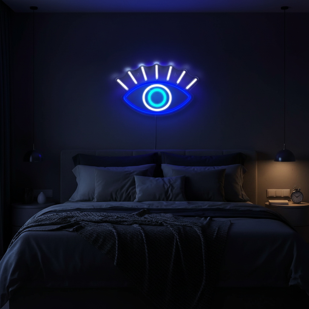 Green Evil Eyes Neon Sign – Gothic LED Wall Light for Game Rooms, Bedrooms, Man Caves and Parties with Bold Nighttime Decor