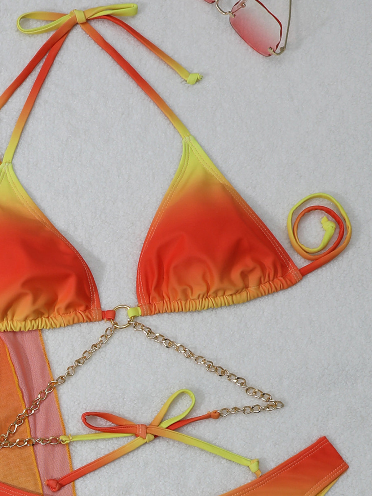 Gradient Halter Bikini Set with Cover-Up – Sexy 3-Piece Women’s Swimsuit for Beach Vacations, Summer Pool Parties & Resort Wear
